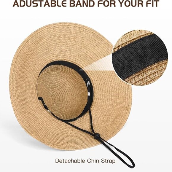 Beach Hat for Women, Wide Brim Sun Straw Hat for Women, Sun Hat